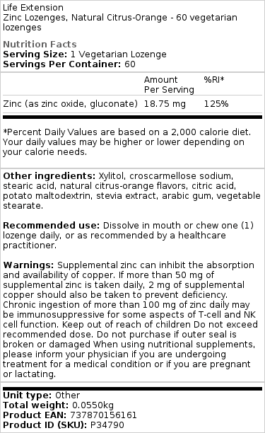 Natural Citrus-Orange - 60 vegetarian lozenges