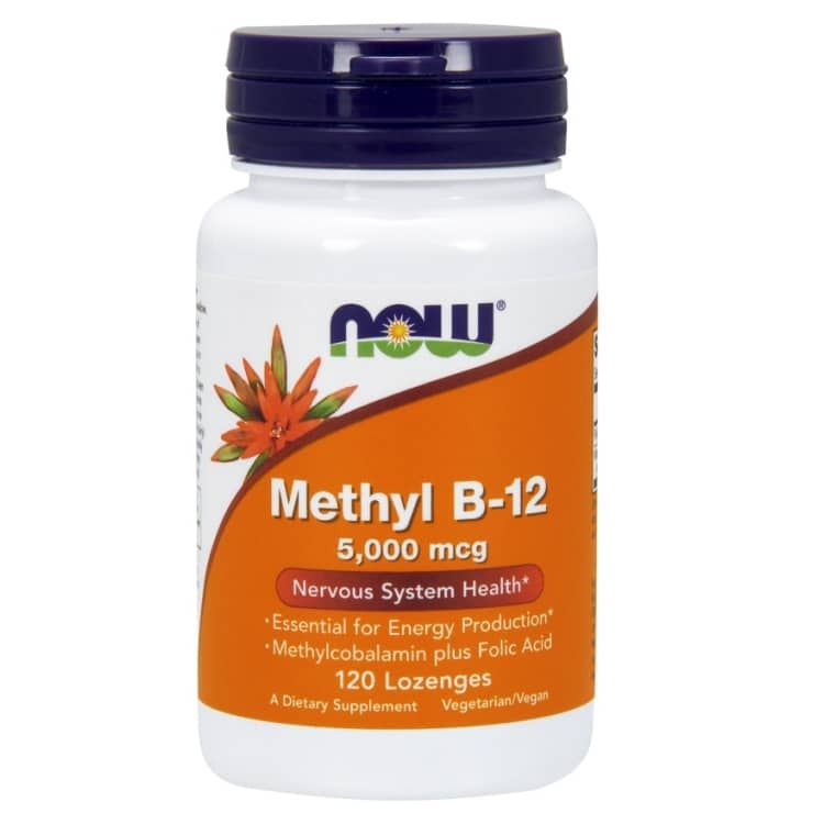 NOW Foods - Methyl B-12 with Folic Acid 5000mcg - 120 lozenges