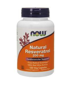 NOW Foods - Natural Resveratrol with Red Wine Extract 200mg - 120 vcaps