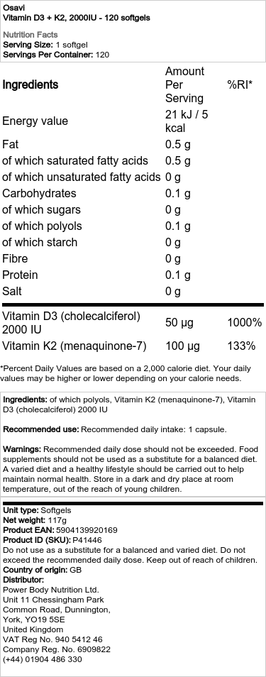 2000IU - 120 softgels