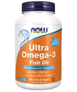 NOW Foods - Ultra Omega-3 (I fiskegelatine softgels) - 180 fiske softgels