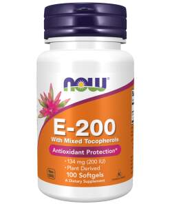 NOW Foods - Vitamin E-200 - Naturlig (Blandede Tocopheroler) - 100 bløde kapsler