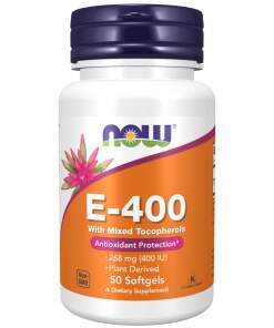 NOW Foods - Vitamin E-400 - Naturlig (Blandede Tocopheroler) - 50 bløde kapsler