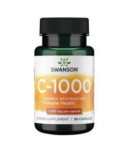SWANSON C-vitamin 1000 mg + vild rose 30 kapsler