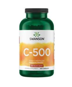 SWANSON C-vitamin 500 mg + vild rose 400 kapsler