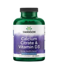 SWANSON Citronsyrecalcium + Vitamin D-3 250 tabl