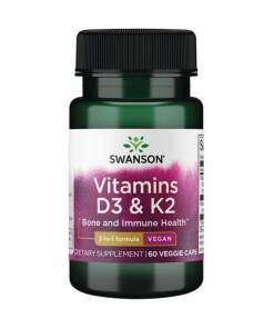 SWANSON D-vitamin D3 2000IU + K2 75mcg 60 vegetabilske kapsler