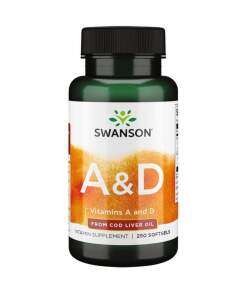 Swanson - Vitaminer A & D - 250 bløde kapsler