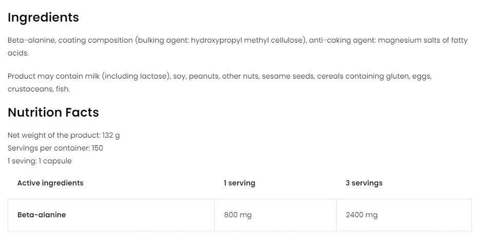 Ostrovit Beta-Alanine 2400 mg (300 Capsules) - imagine 2