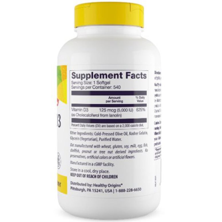 Healthy Origins Vitamin D3 Depot 5.000 IU - 540 Capsule Moi - imagine 4