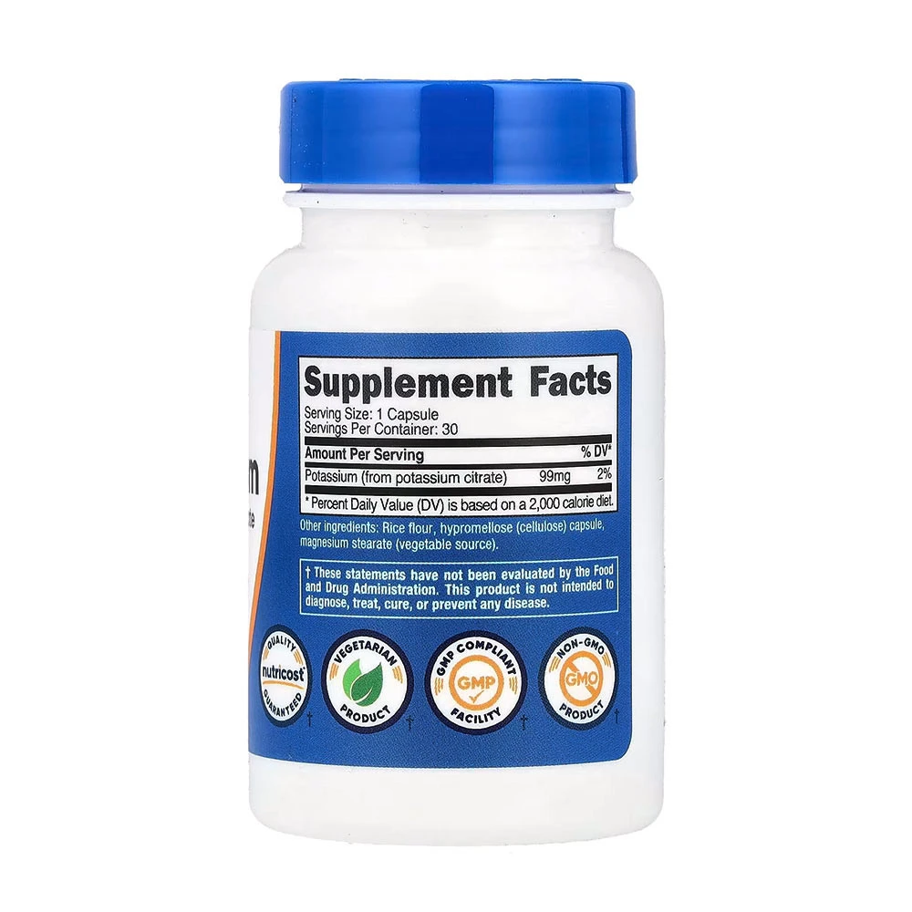 Nutricost Citrat de Potasiu 99 mg - 30 Capsule pentru Echilibru Electrolitic - imagine 4