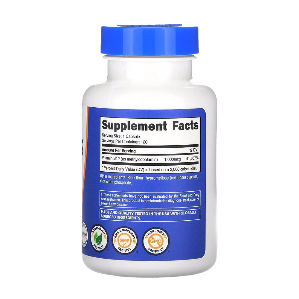 Nutricost Vitamina B12 1.000 mcg - Suport pentru Energie și Funcția Neurologică (120 Capsule) - imagine 5