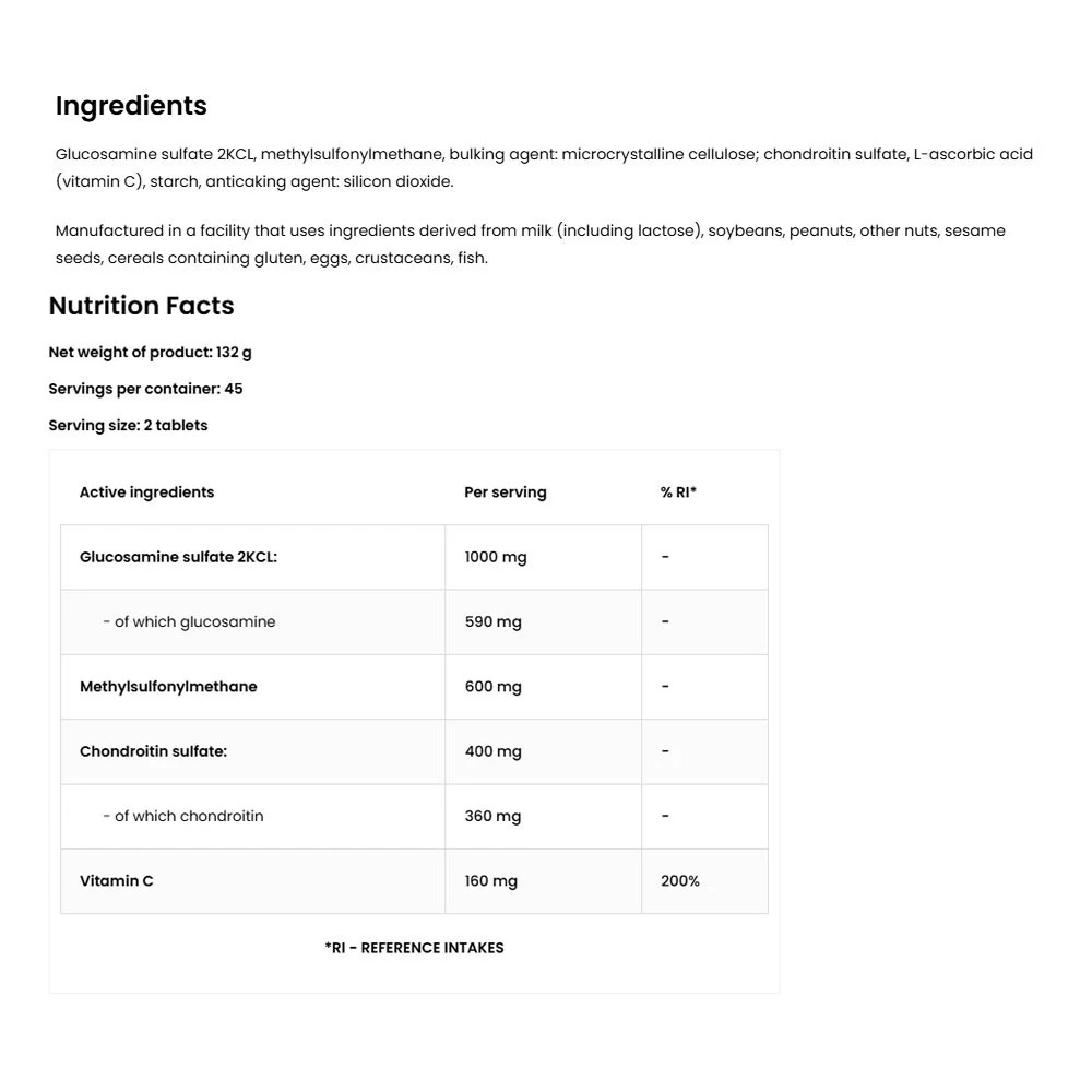OSTROVIT Glucosamine + MSM + Chondroitin + Vitamin C - Susținere pentru Mobilitate și Sănătatea Articulațiilor (90 comprimate) - imagine 2