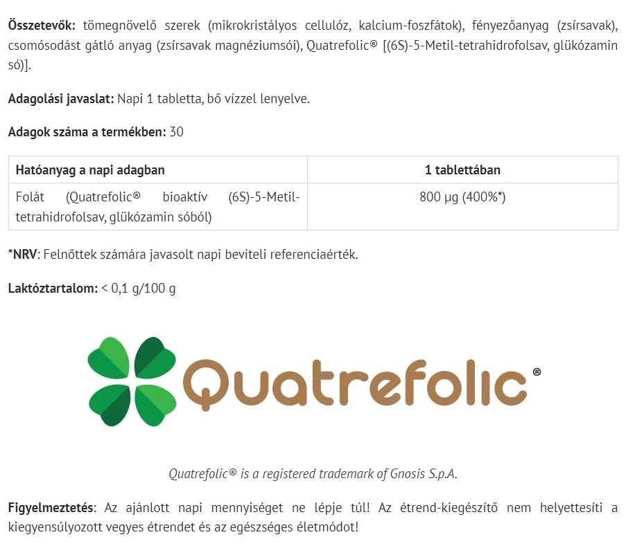 Natur Tanya Bioactive Folate - Sprijin pentru Sănătate Celulară (30 Comprimate) - imagine 2