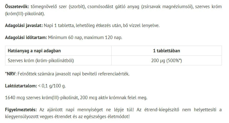 Natur Tanya Chromium Organic - Sprijin pentru Metabolismul Glucidic Normal (60 Comprimate) - imagine 2