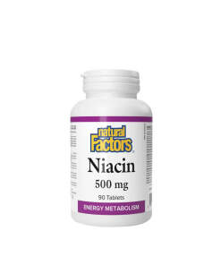 Natural Factors Niacin 500 mg  (90 Tablets)