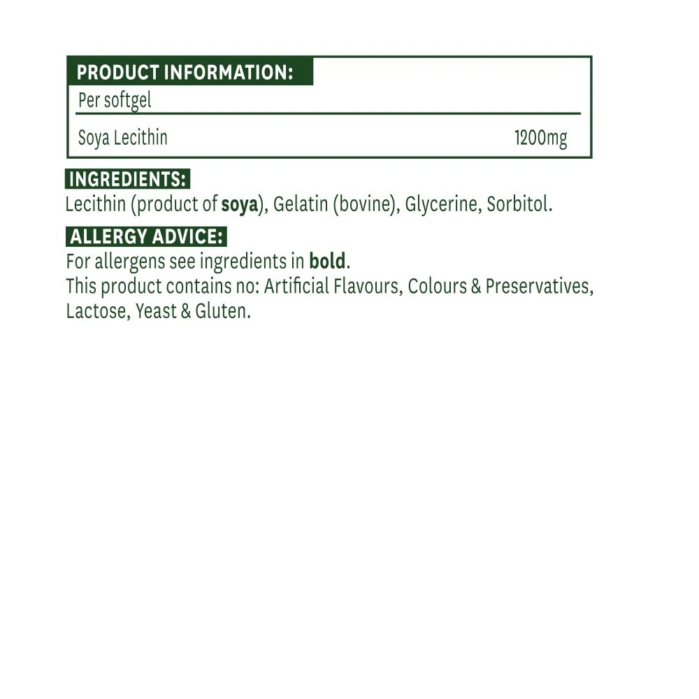 Natures Aid Lecitină de Soia 1200 mg - 90 Capsule Moi - imagine 2