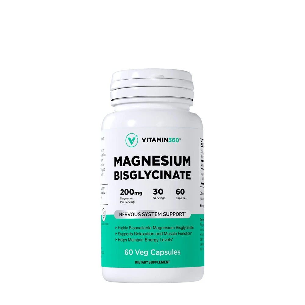 Vitamin360 Magnesium Bisglycinate 200 mg (60 Veg Capsules)